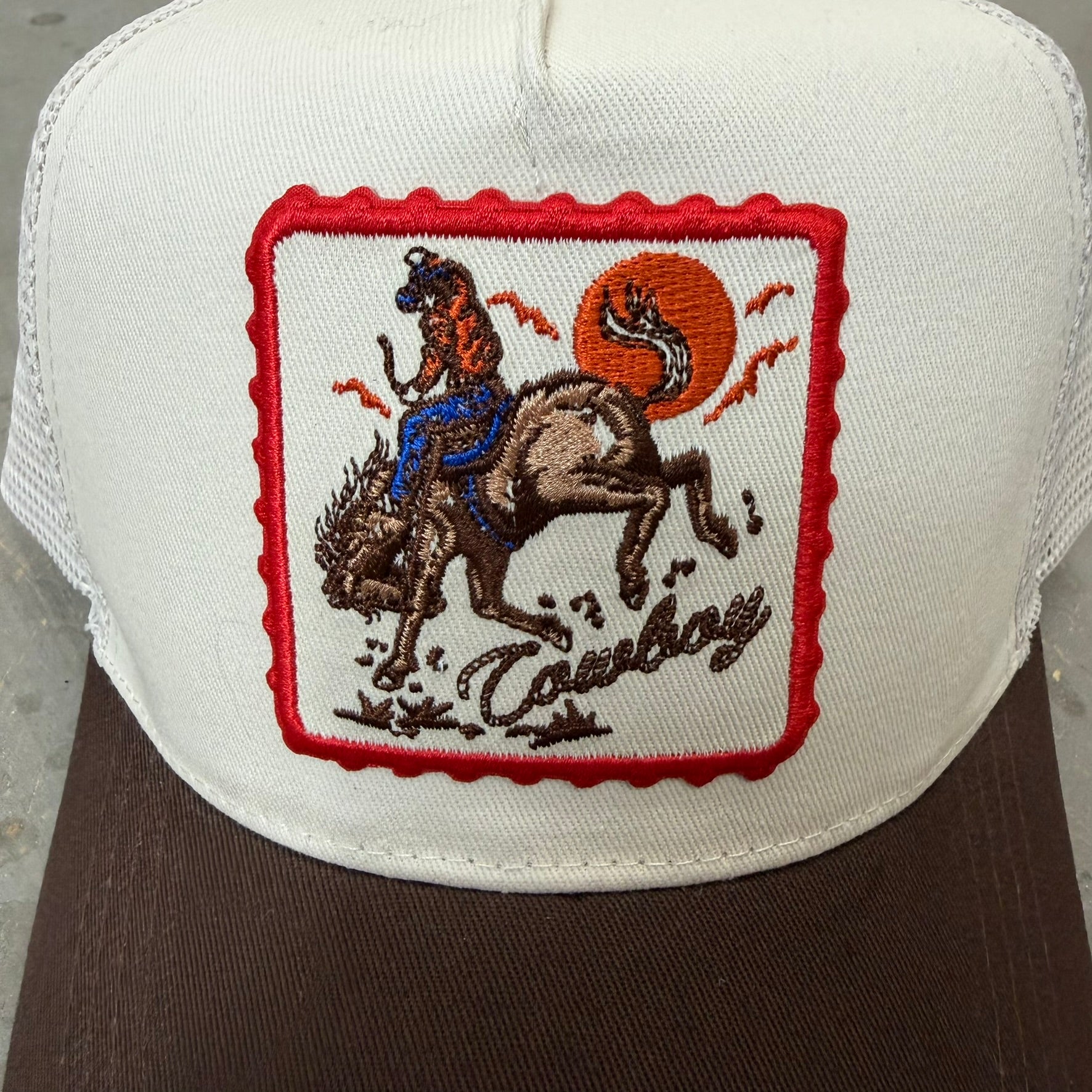 K- Brown Cowboy & Horse Embroidered Patch Trucker Hat - 35