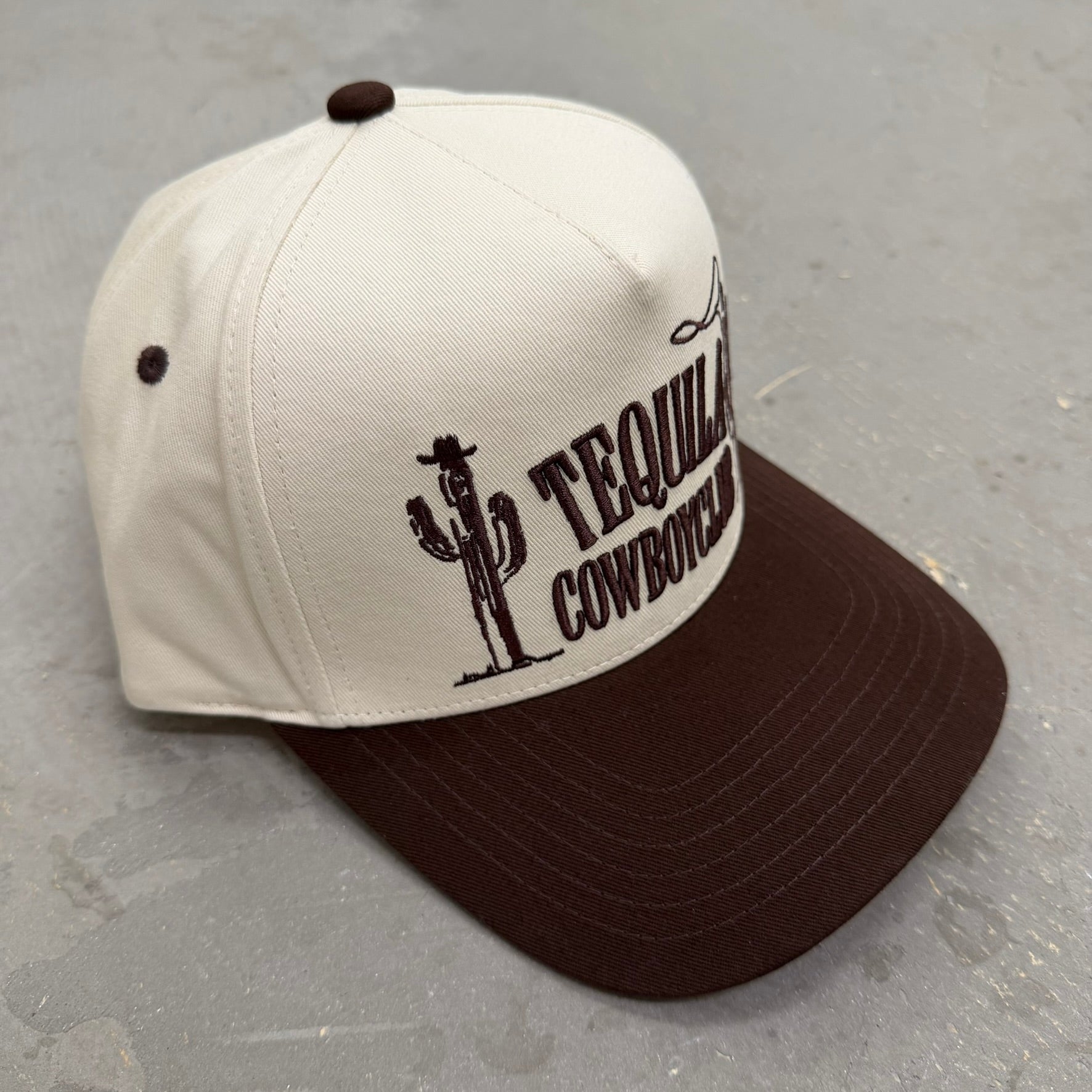 K- Brown Tequila Cowboy Club Embroidered Snapback Hat - 35