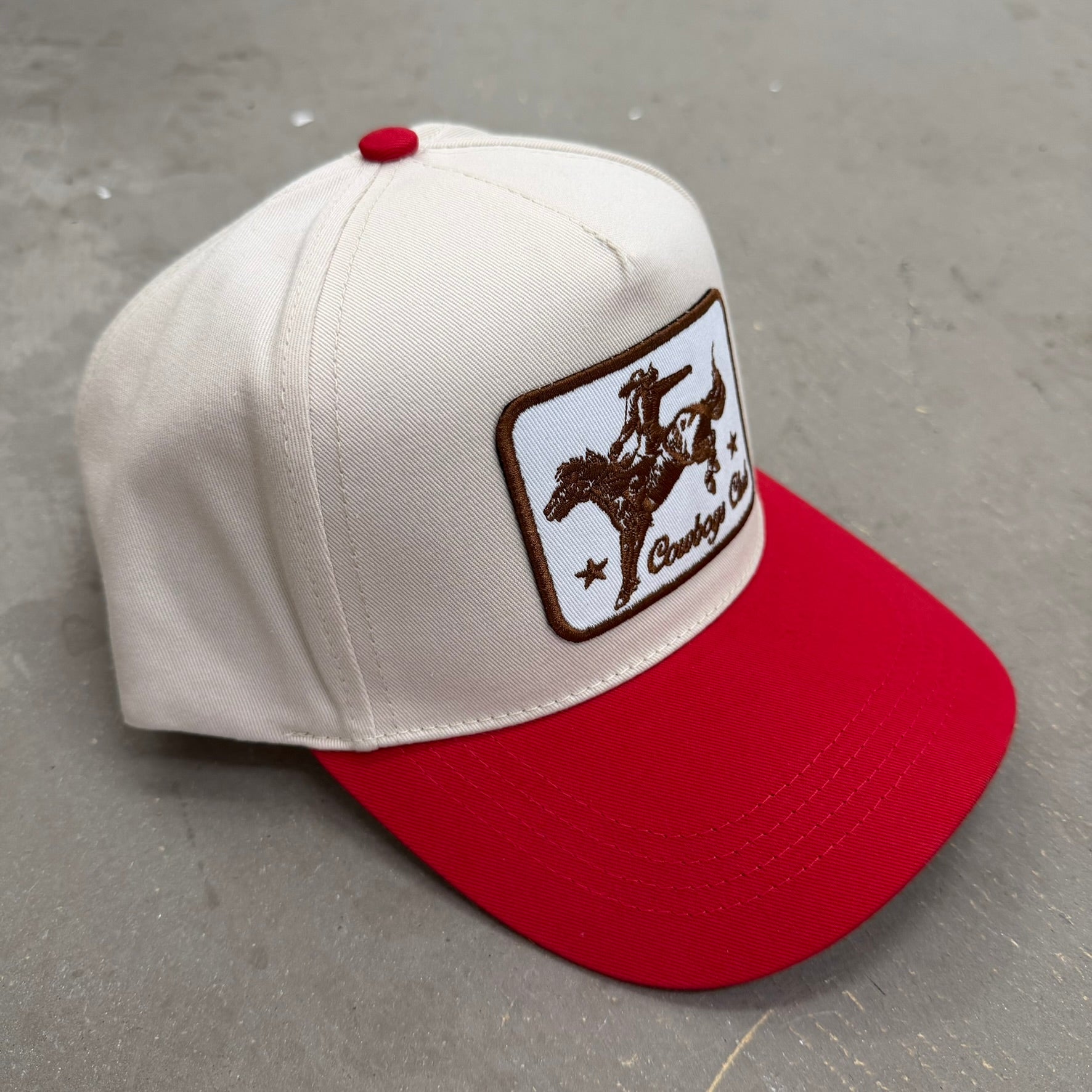 K- Red Cowboys Club Embroidered Patches Snapback Hat - 35