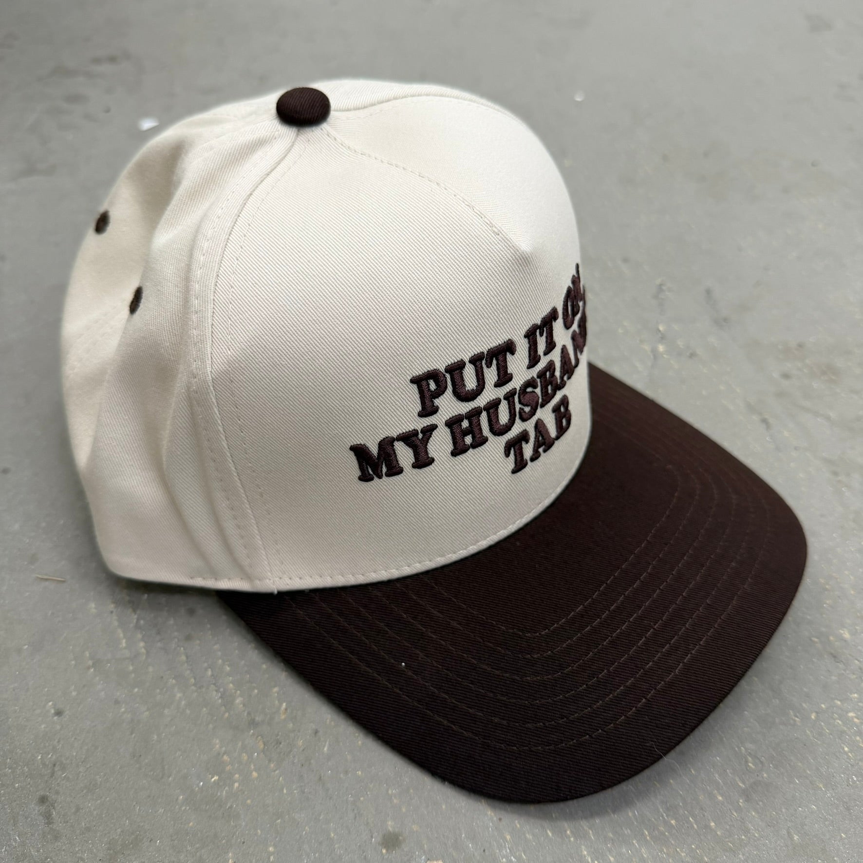 K- Brown Husband's Tab Embroidered Snapback Hat - 35