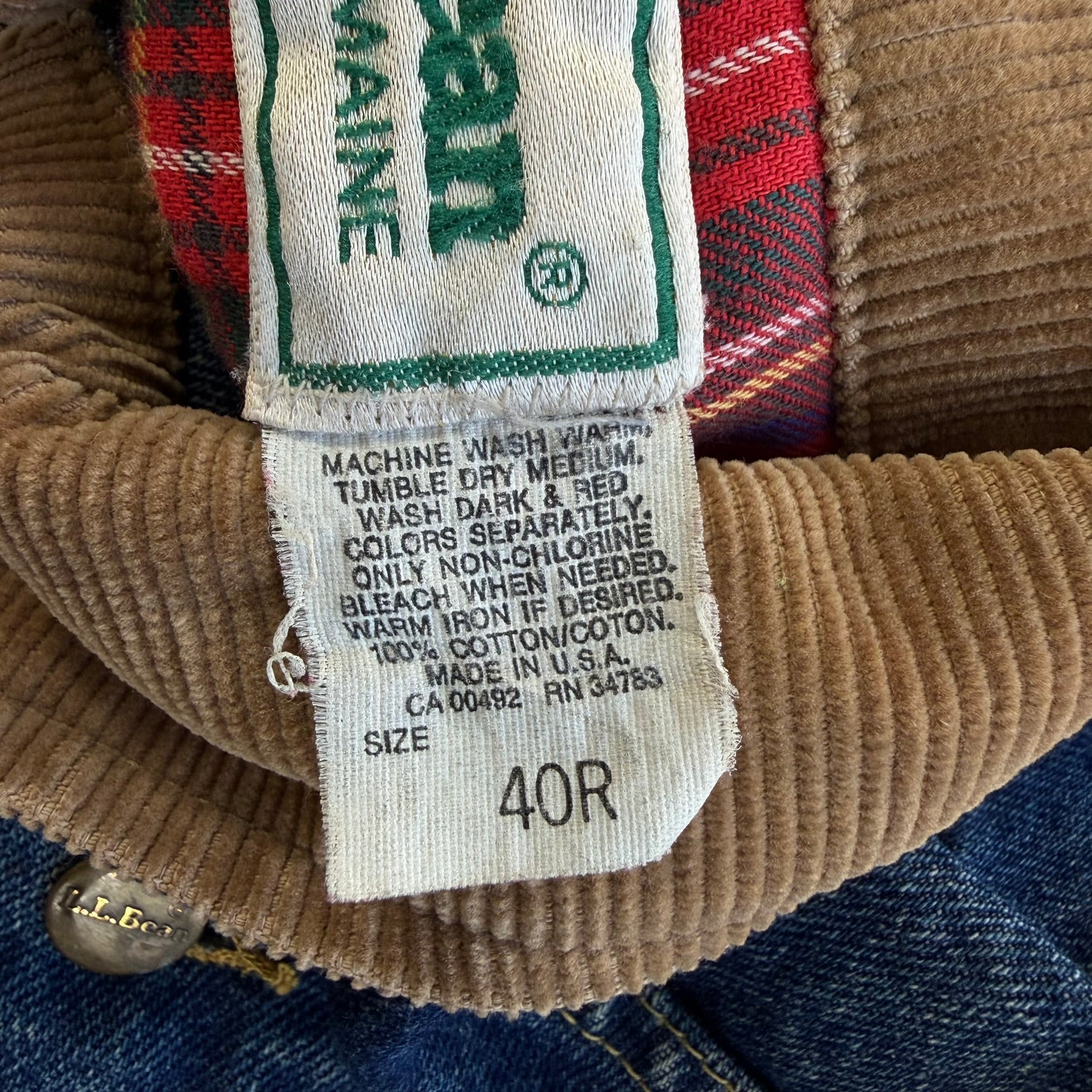 J- Vintage 90s LL Bean Made In USA Blanket Lined Denim Jacket - 40R (fits M)