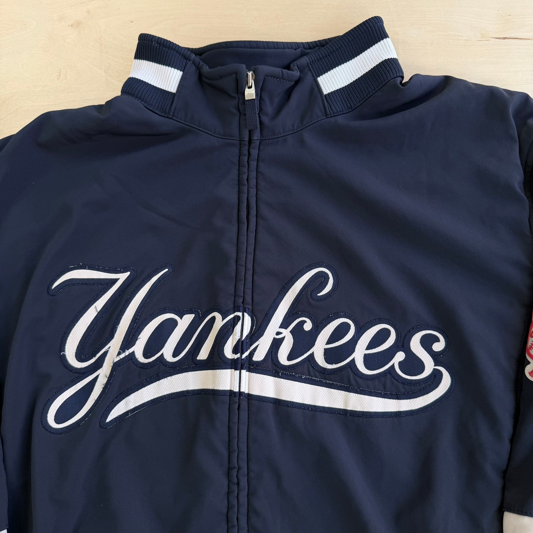 J- Vintage New York Yankees MLB Embroidered Logo Zip Up Lightweight Jacket - 2XL