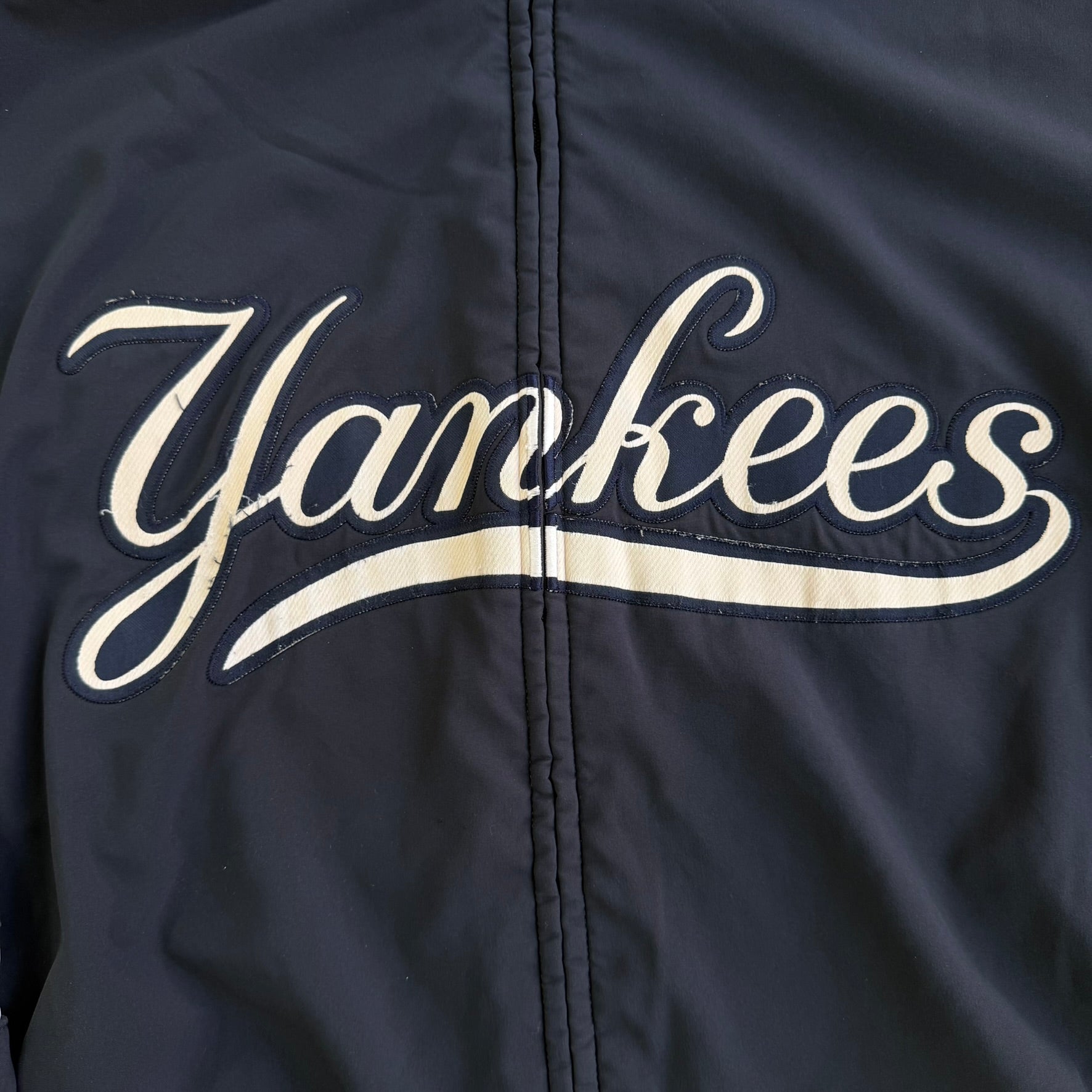 J- Vintage New York Yankees MLB Embroidered Logo Zip Up Lightweight Jacket - 2XL