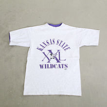 Load image into Gallery viewer, F- Vintage 1992 Kansas State Wildcats Text &amp; Mascot Double Collar Tee
