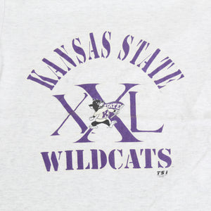 F- Vintage 1992 Kansas State Wildcats Text & Mascot Double Collar Tee