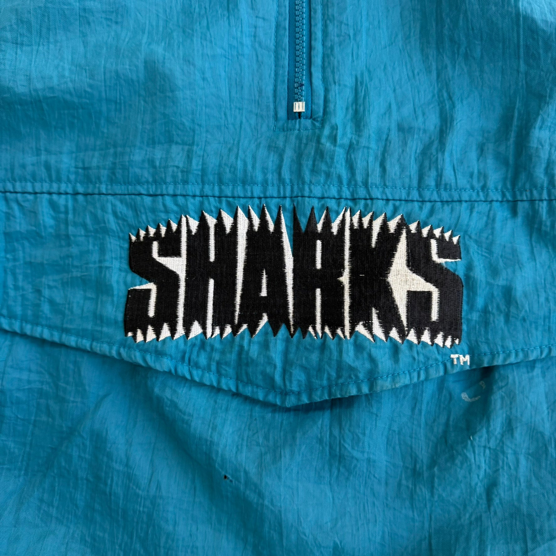 J- Vintage 90's San Jose Sharks NHL Starter Embroidered Logo Anorak Pullover Winter Jacket - L