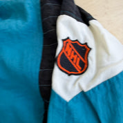 J- Vintage 90's San Jose Sharks NHL Starter Embroidered Logo Anorak Pullover Winter Jacket - L