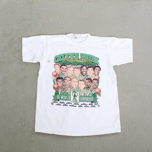 F- Vintage Boston Celtics 50 Years 16 Championship NBA Cartoon Single Stich Tee