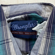 J- Vintage Wrangler Western Plaid Pearl Snap Button Down Shirt - L