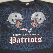 F- Vintage New England Patriots NFL Logo Text & Helmet Tee