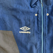 J- Vintage Umbro Embroidered Logo Zip Up Blue/Gray Winter Jacket - L