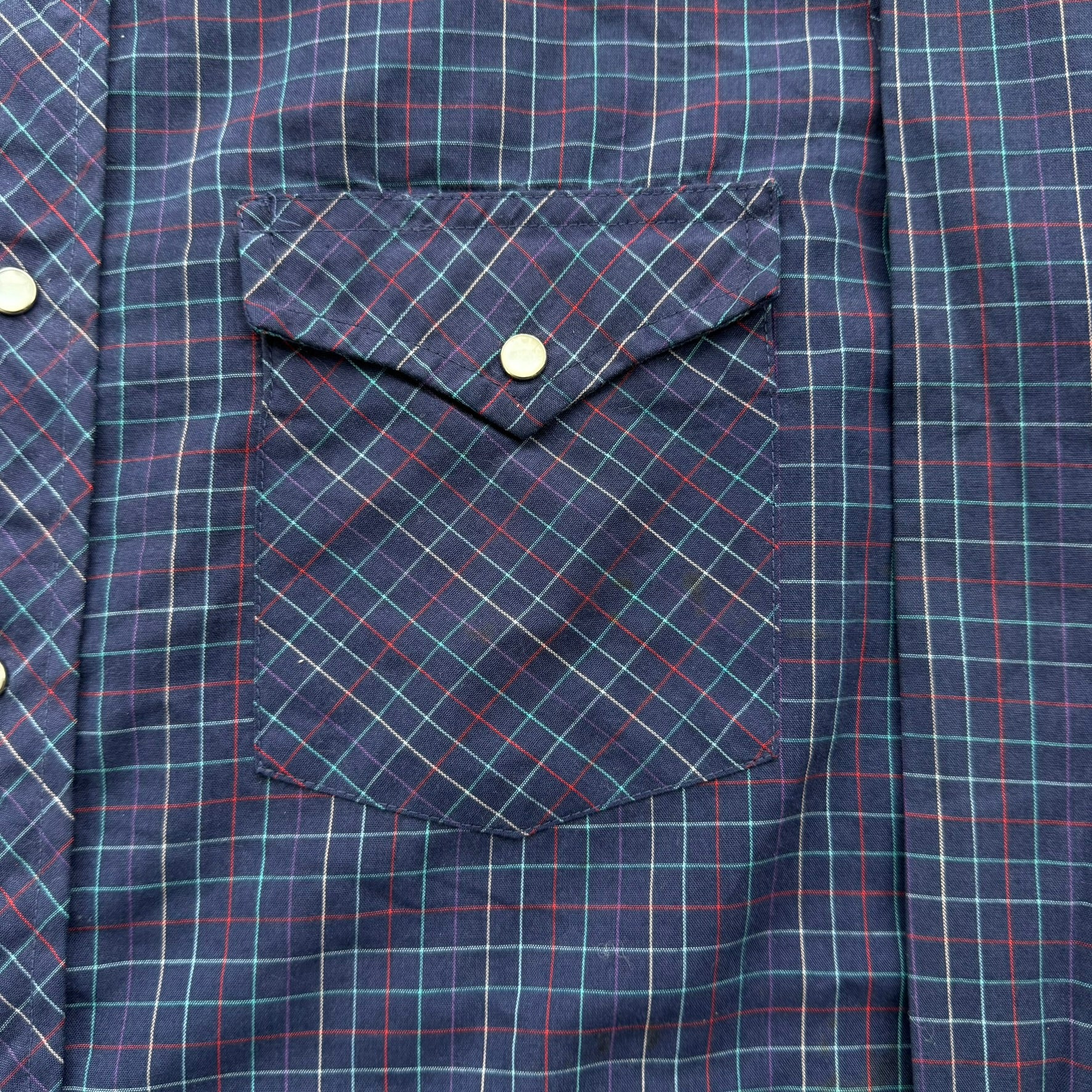 J- Vintage Lee Western Plaid Pearl Snap Button Down Shirt - M