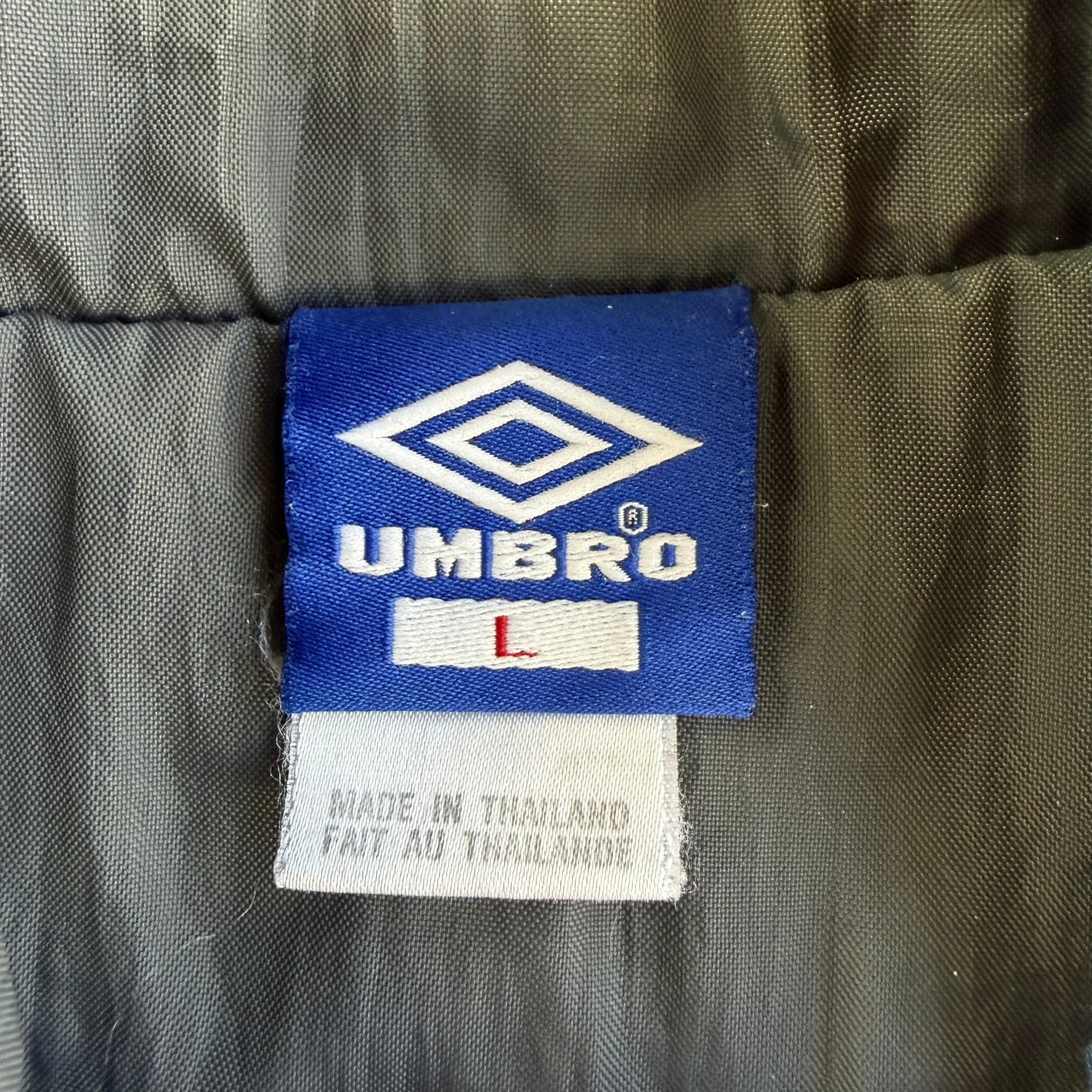 J- Vintage Umbro Embroidered Logo Zip Up Blue/Gray Winter Jacket - L