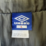 J- Vintage Umbro Embroidered Logo Zip Up Blue/Gray Winter Jacket - L
