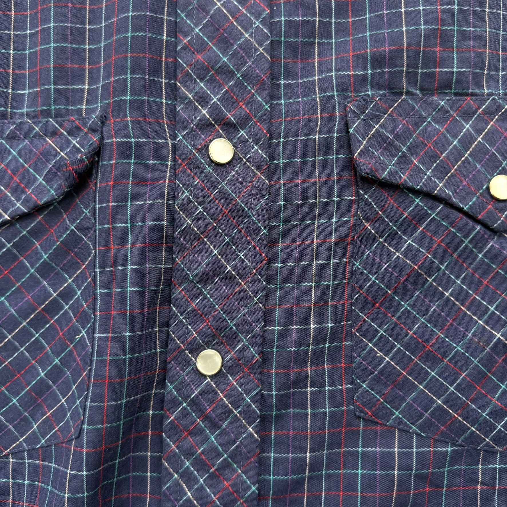 J- Vintage Lee Western Plaid Pearl Snap Button Down Shirt - M