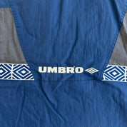 J- Vintage Umbro Embroidered Logo Zip Up Blue/Gray Winter Jacket - L