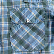 J- Vintage Haband Traveler's Short Sleeve Western Plaid Pearl Snap Button Down Shirt - M