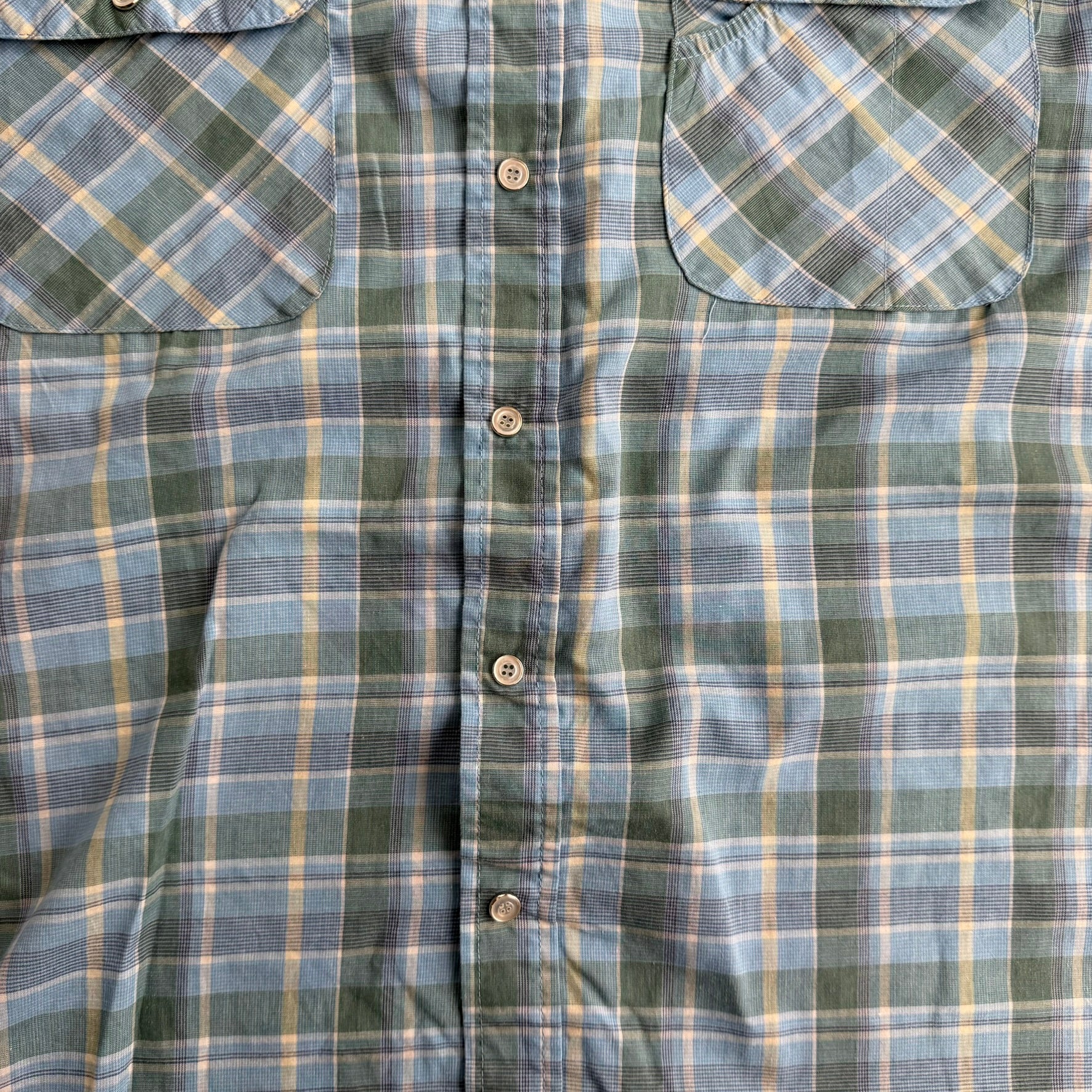 J- Vintage Haband Traveler's Short Sleeve Western Plaid Pearl Snap Button Down Shirt - M