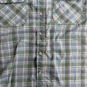 J- Vintage Haband Traveler's Short Sleeve Western Plaid Pearl Snap Button Down Shirt - M
