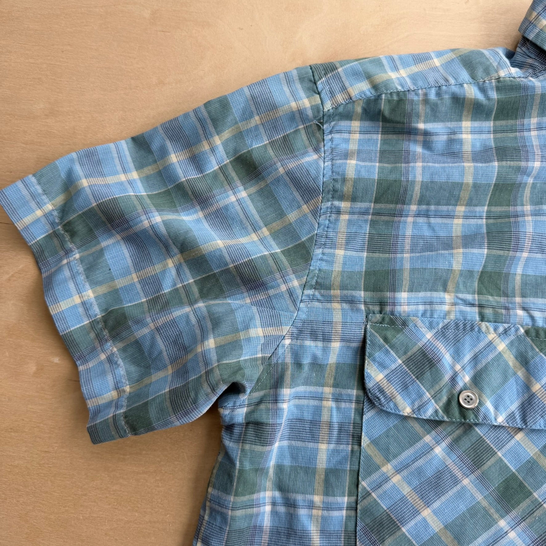 J- Vintage Haband Traveler's Short Sleeve Western Plaid Pearl Snap Button Down Shirt - M