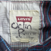 J- Vintage Levi's Western Plaid Pearl Snap Button Down Shirt - M