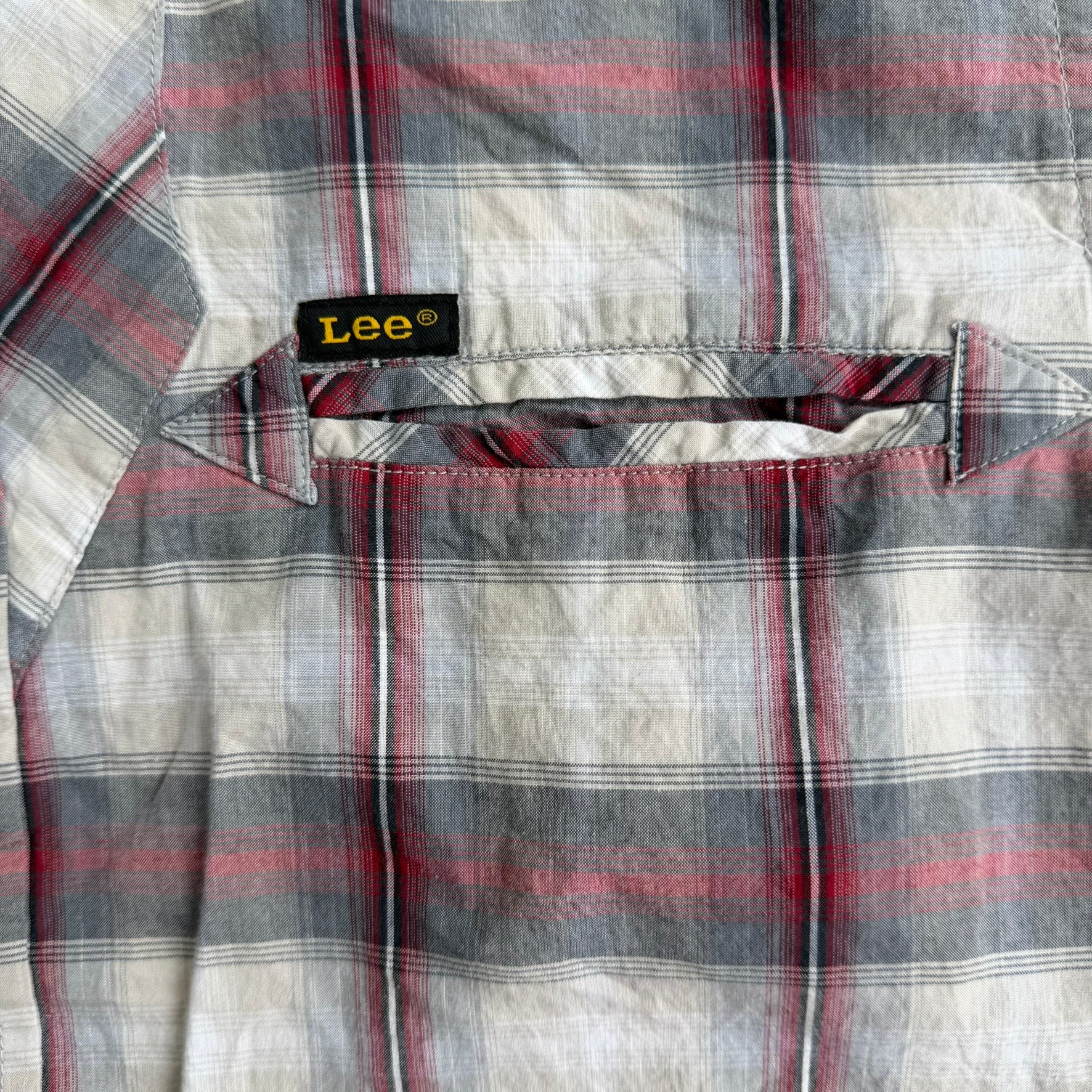 J- Vintage Lee Short Sleeve Western Plaid Pearl Snap Button Down Shirt - L