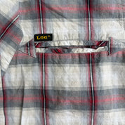 J- Vintage Lee Short Sleeve Western Plaid Pearl Snap Button Down Shirt - L