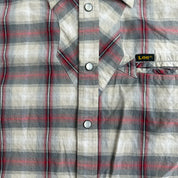 J- Vintage Lee Short Sleeve Western Plaid Pearl Snap Button Down Shirt - L