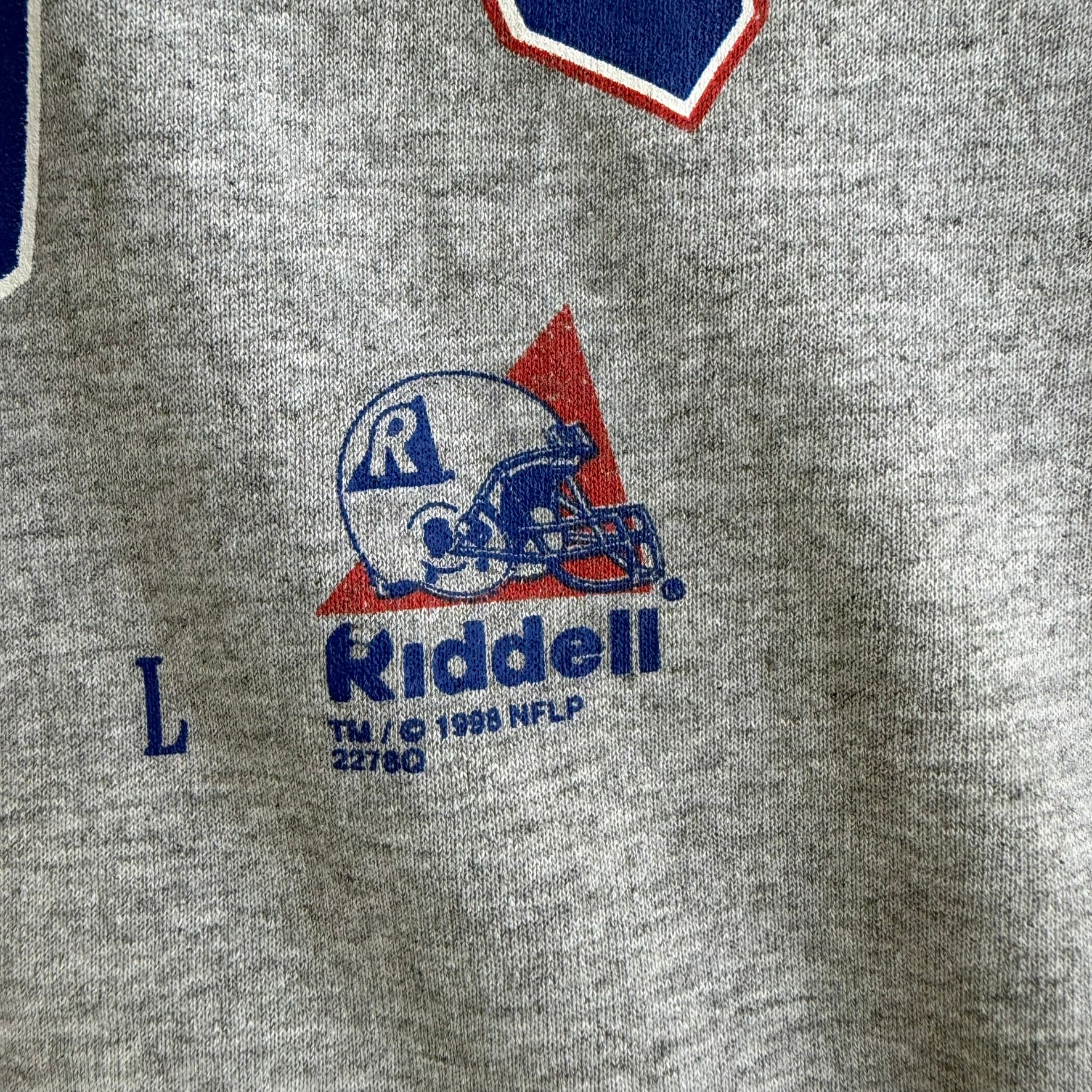 J- Vintage '98 New England Patriots NFL Riddell Graphic Text & Logo Hoodie - L