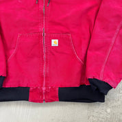 F- Carhartt Canvas Duck Hooded Insulated Red Work Jacket