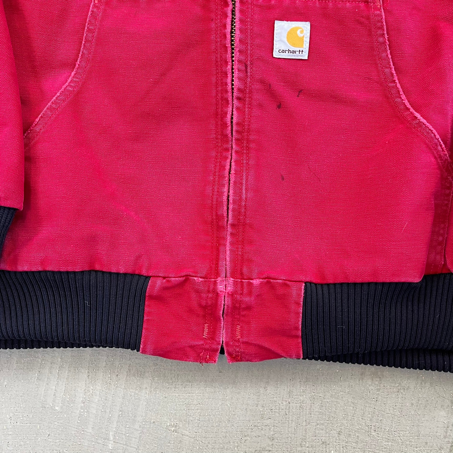 F- Carhartt Canvas Duck Hooded Insulated Red Work Jacket