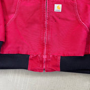 F- Carhartt Canvas Duck Hooded Insulated Red Work Jacket