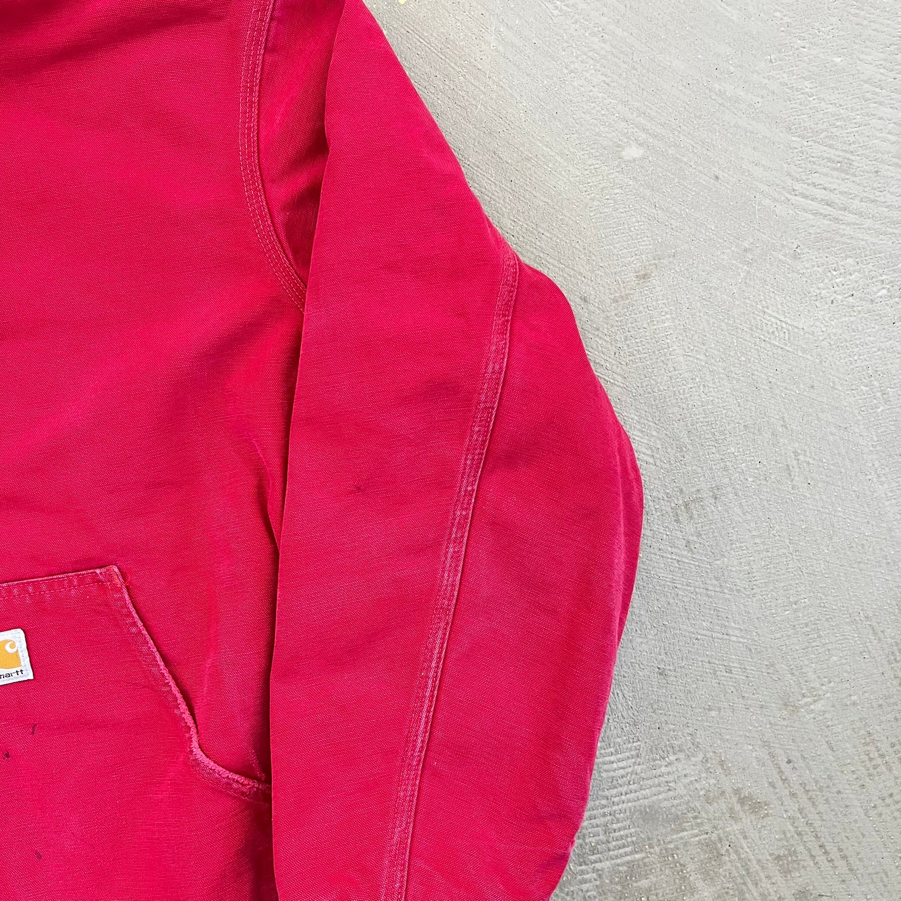 F- Carhartt Canvas Duck Hooded Insulated Red Work Jacket