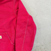 F- Carhartt Canvas Duck Hooded Insulated Red Work Jacket