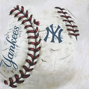 F- 2014 New York Yankees MLB Liquid Blue Text Logo & Baseball Tee