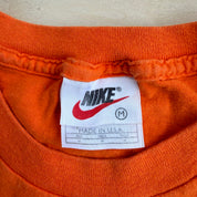 J- Vintage Nike Embroidered Text & Swoosh Made In USA Tee - M