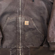 F- Carhartt Canvas Duck Hooded Insulated Brown Work Jacket