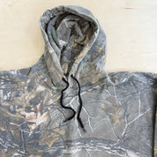 J- Vintage Real Tree Camo Xtra Print Black Drawstrings Hoodie - L