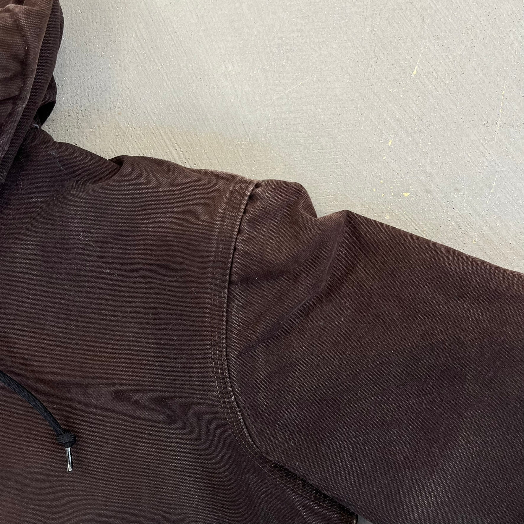 F- Carhartt Canvas Duck Hooded Insulated Brown Work Jacket