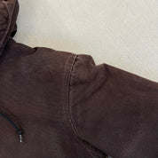 F- Carhartt Canvas Duck Hooded Insulated Brown Work Jacket