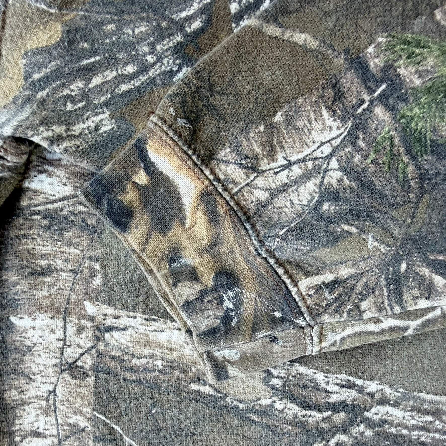 J- Vintage Real Tree Camo Xtra Print Black Drawstrings Hoodie - L