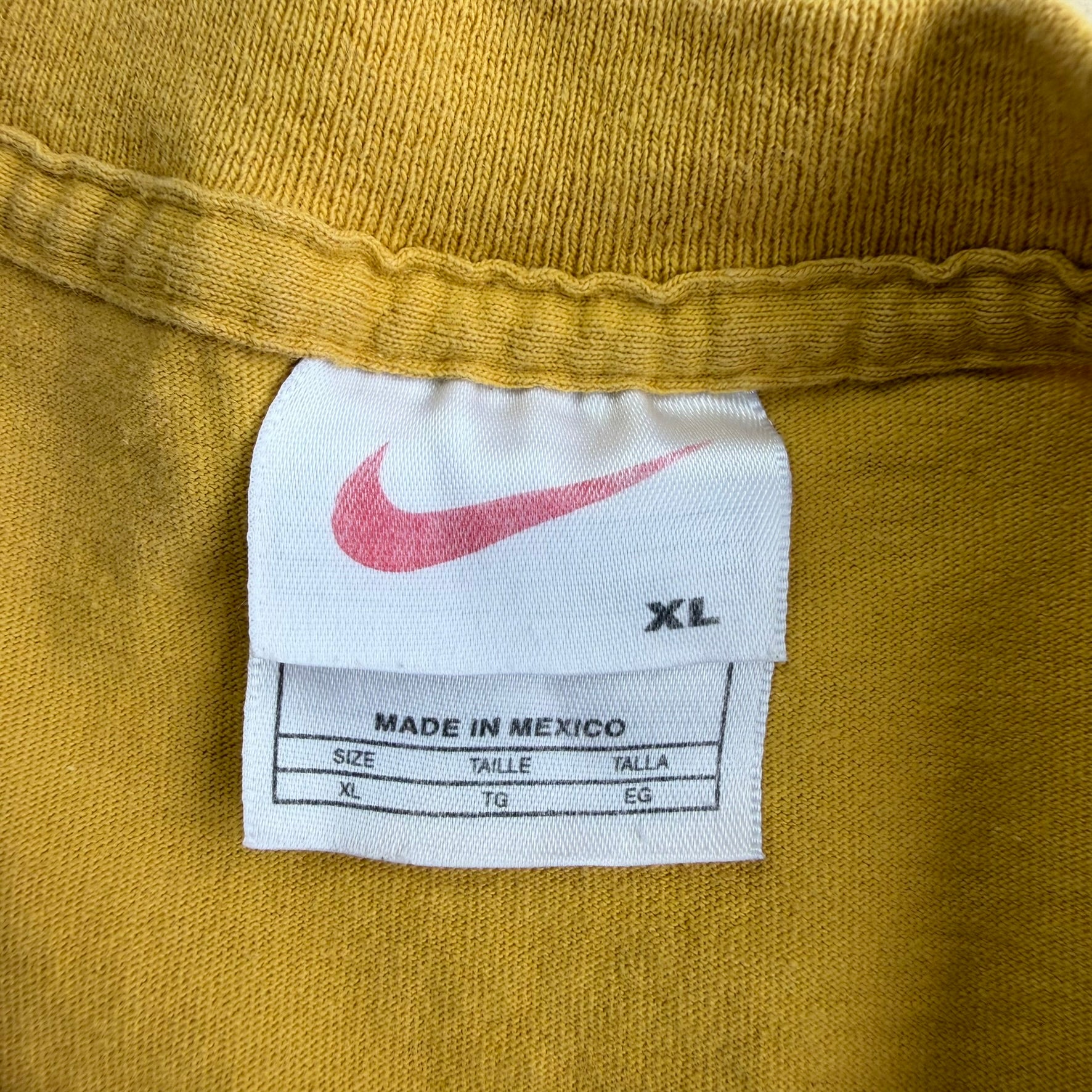 J- Vintage Nike Text Graphic Yellow Tee - XL