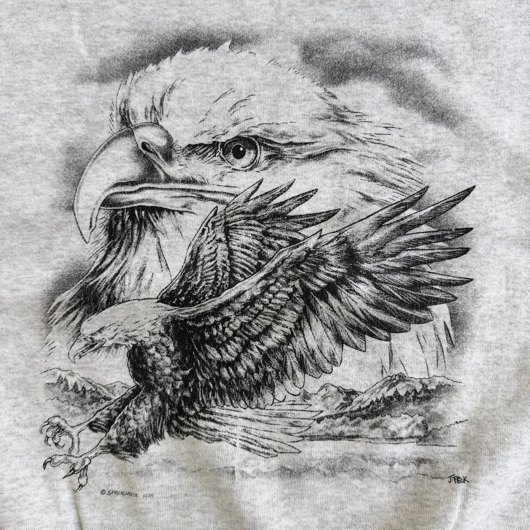 J- Vintage 90s Springhill Eagles Graphic Animal Print Crewneck - L