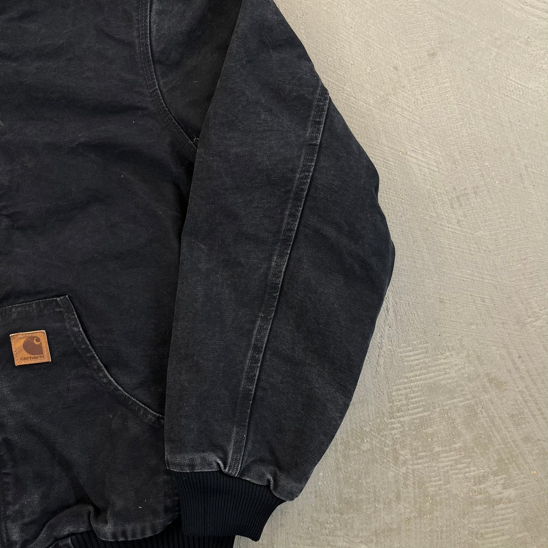 F- Carhartt Canvas Duck Hooded Insulated Black Work Jacket
