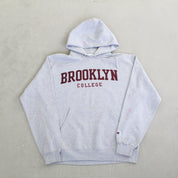 F- Vintage Champion Brooklyn College Embroidered Text Hoodie