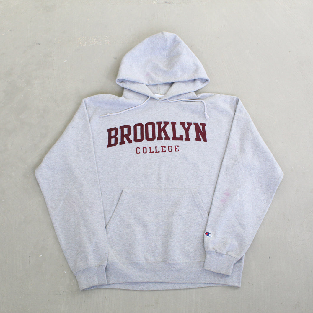 F- Vintage Champion Brooklyn College Embroidered Text Hoodie