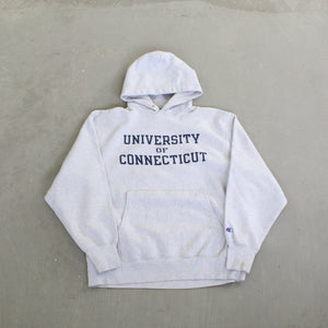 F- Vintage Champion Reverse Weave University Of Connecticut Text Hoodie