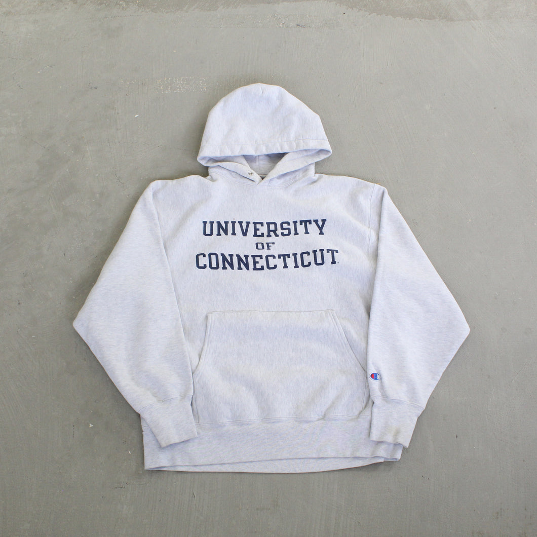 F- Vintage Champion Reverse Weave University Of Connecticut Text Hoodie