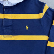 F- Ralph Lauren Polo Navy/Yellow Stripped Rugby Shirt