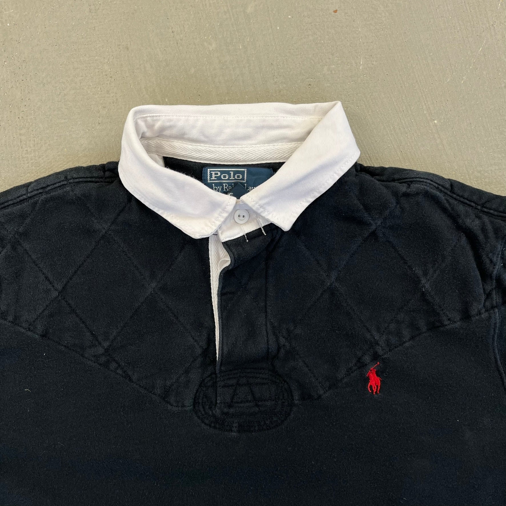 F- Ralph Lauren Polo Black Elbow Pad Rugby Shirt